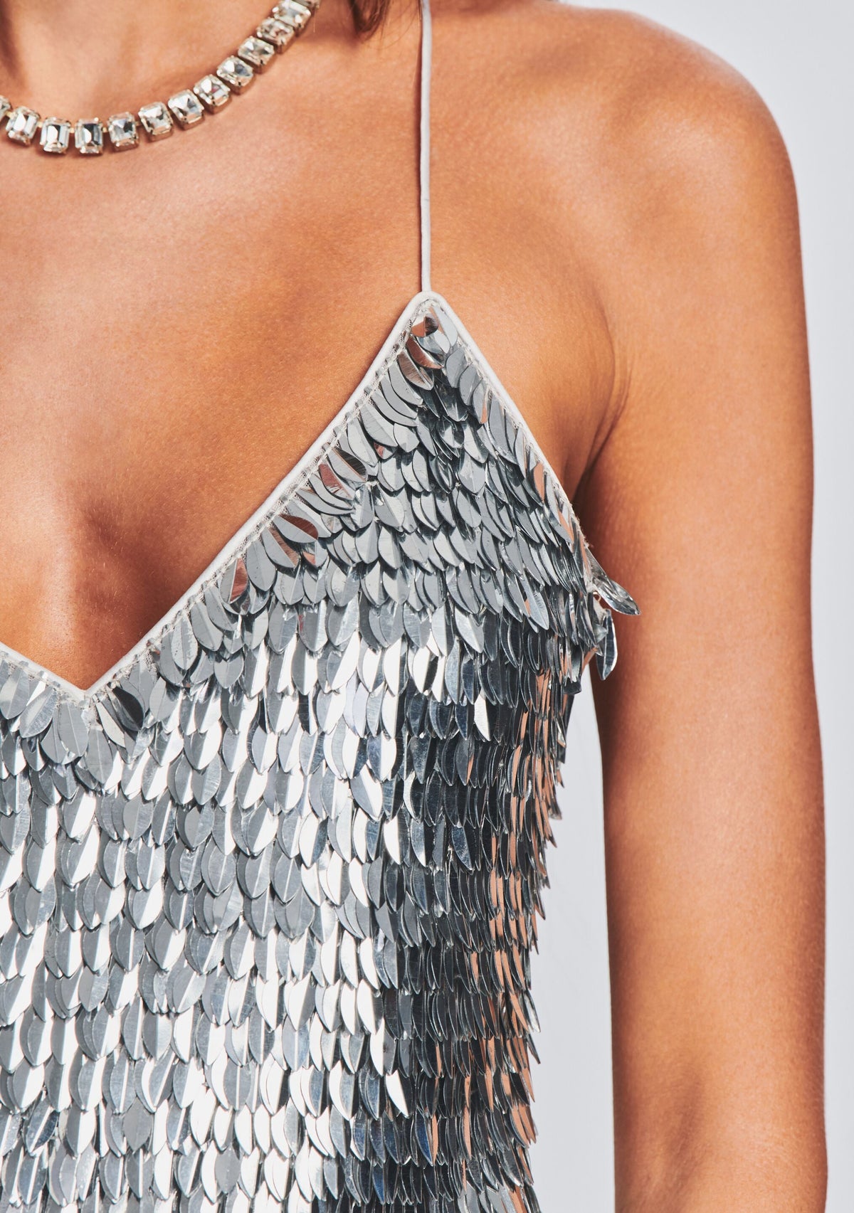 Darla Feather Sequin Top by retrofête in Silver Feather Sequin, product image 2