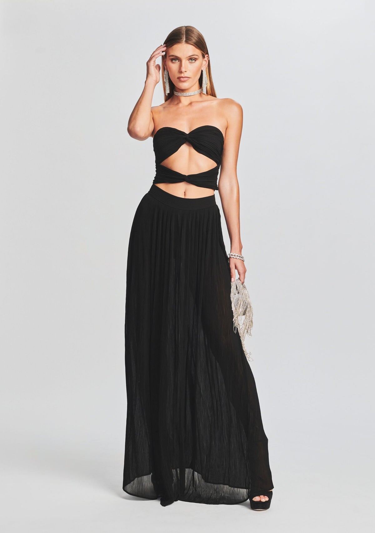 Carter Chiffon Dress by retrofête in Black, product image 2
