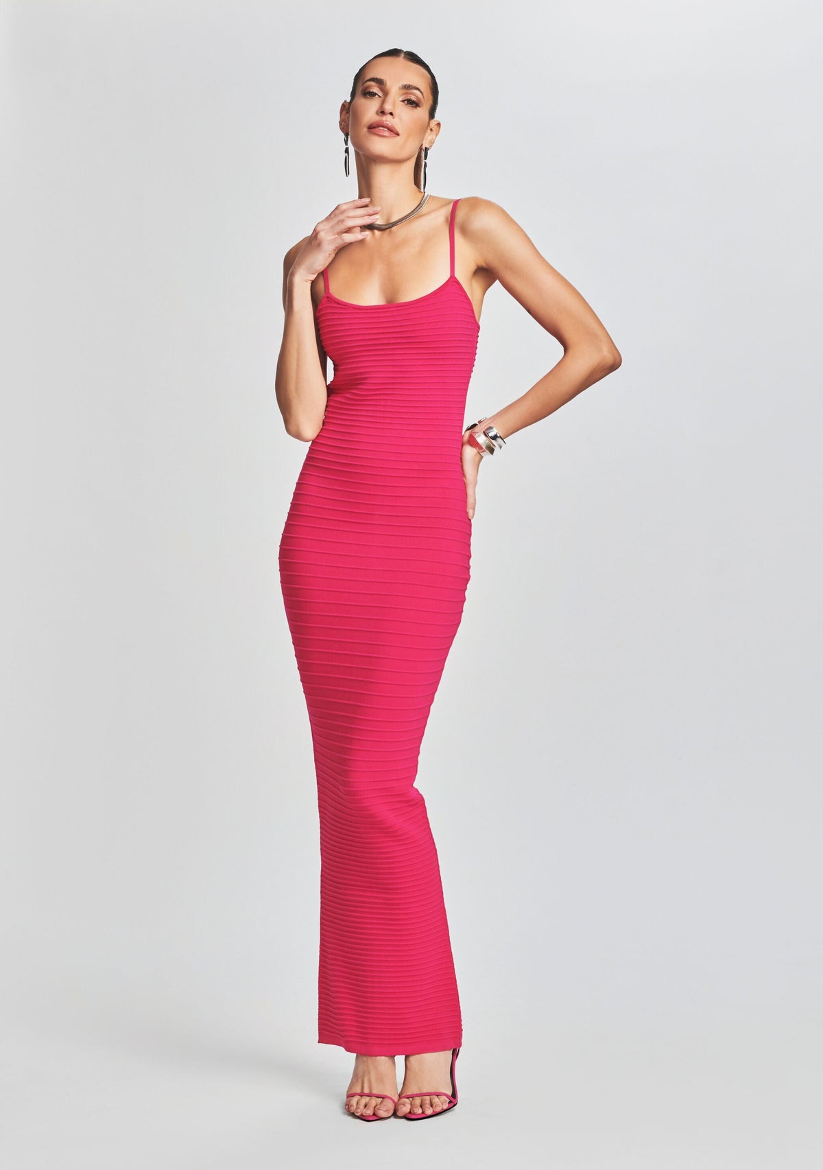 Kylie Bandage Knit Dress by retrofête in Dragon Fruit, product image 2