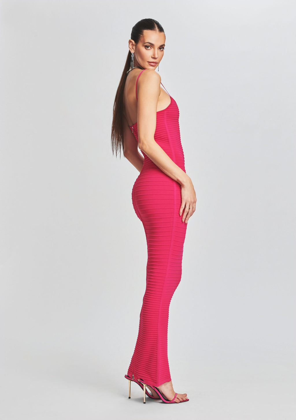 Kylie Bandage Knit Dress by retrofête in Dragon Fruit, product image 3