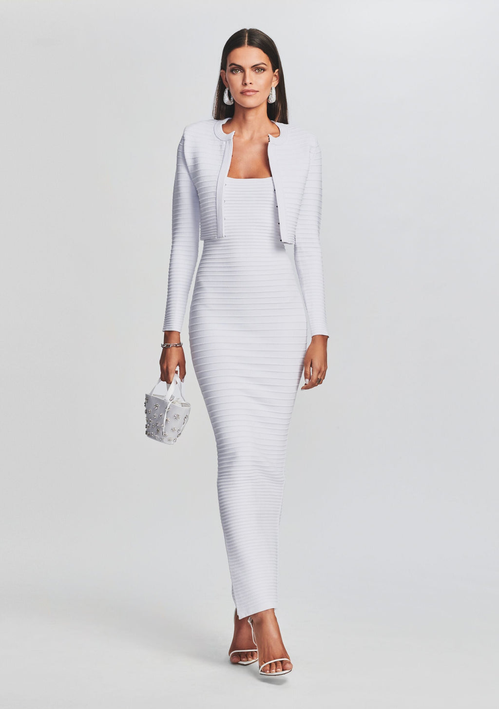 Hardy Bandage Knit Cardigan by retrofête in White, product image 2