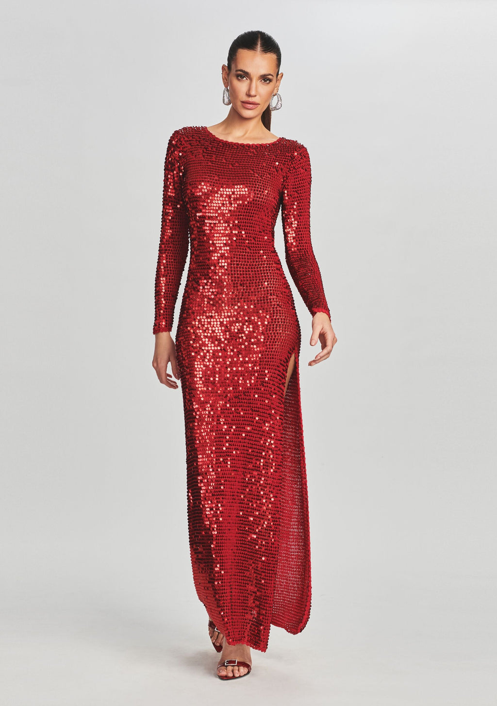 Alexa Sequin Crochet Dress by retrofête in LT Red, product image 5