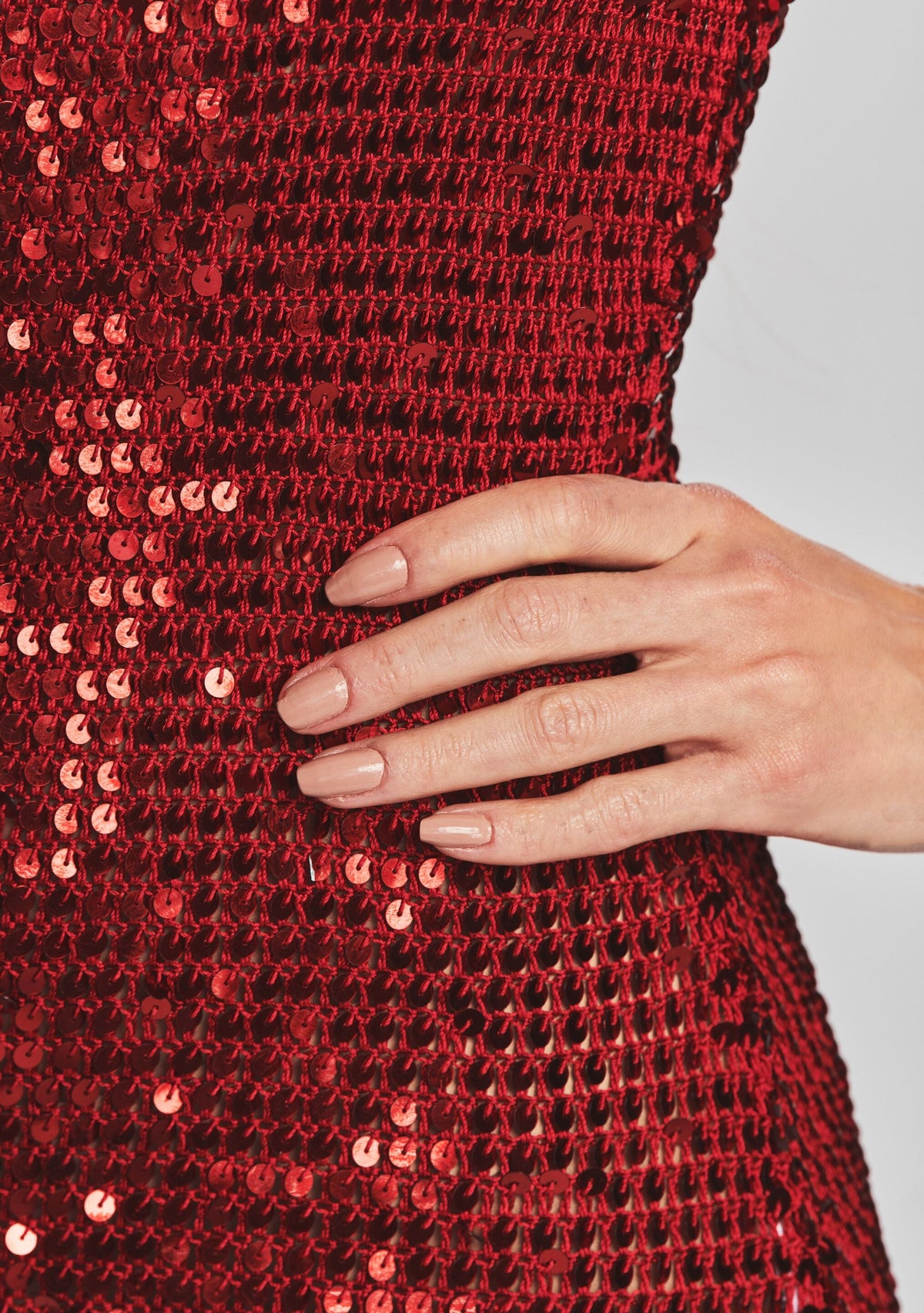 Alexa Sequin Crochet Dress by retrofête in LT Red, product image 2