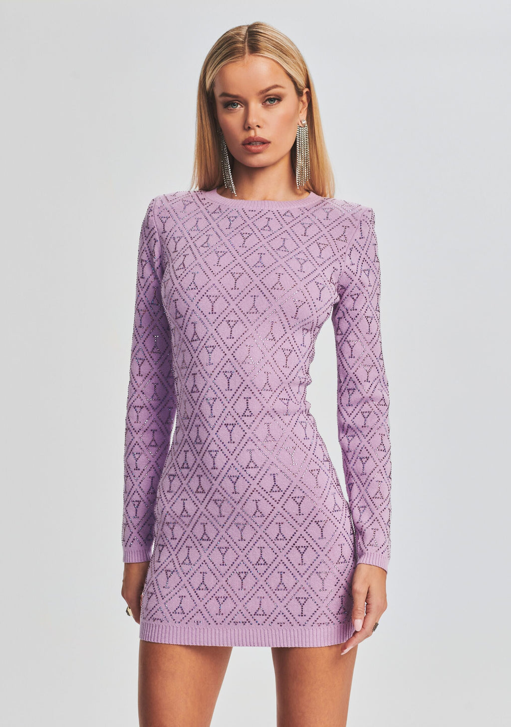 Palmer Embellished Sweater Dress by retrofête in Lilac, product image 5