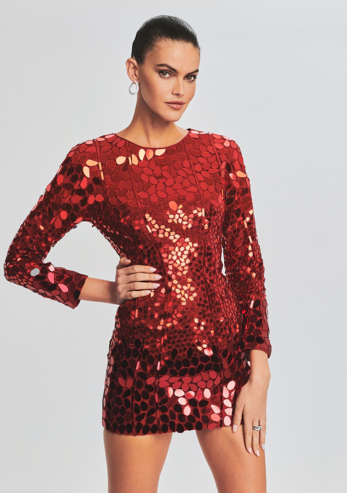 Hattie Sequin Dress by retrofête in Red, product image 4
