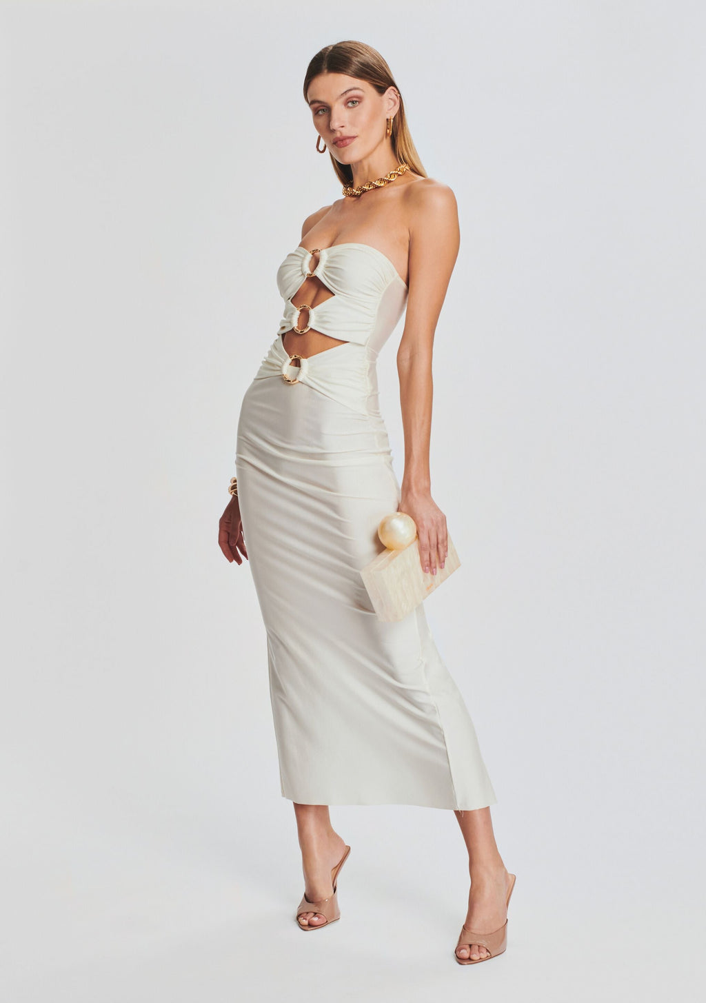 Lily Lycra Maxi Dress by Shani Shemer in Cream, product image 4