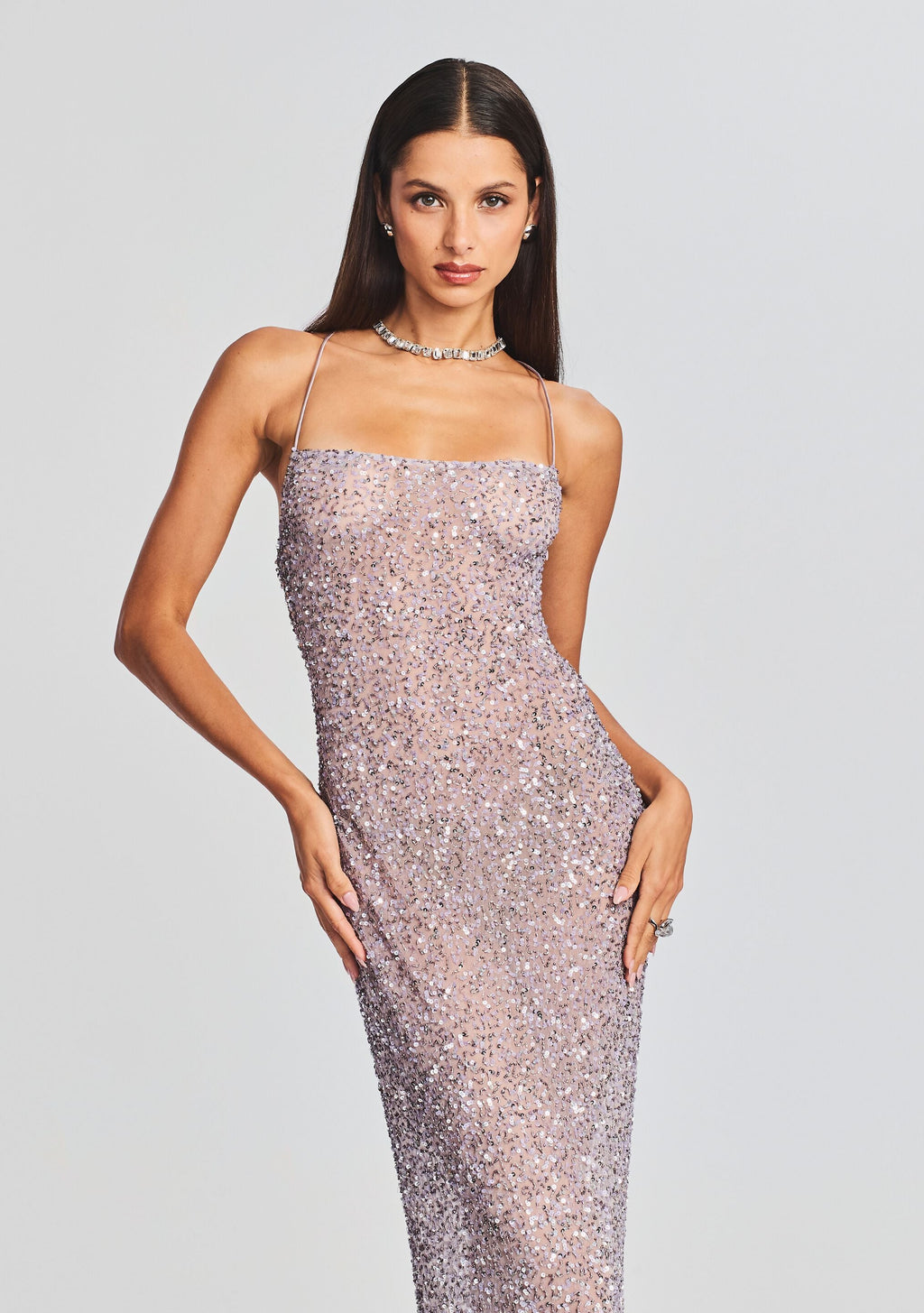 Dante Sequin Dress by retrofête in Mink Grey, product image 5