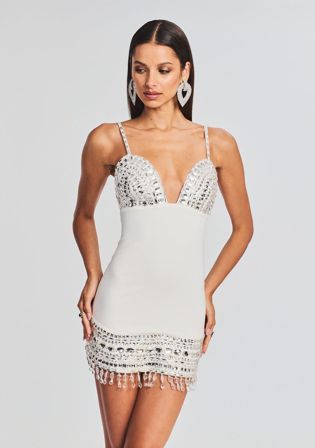 Isadora Embellished Dress by retrofête in Crystal White, product image 5