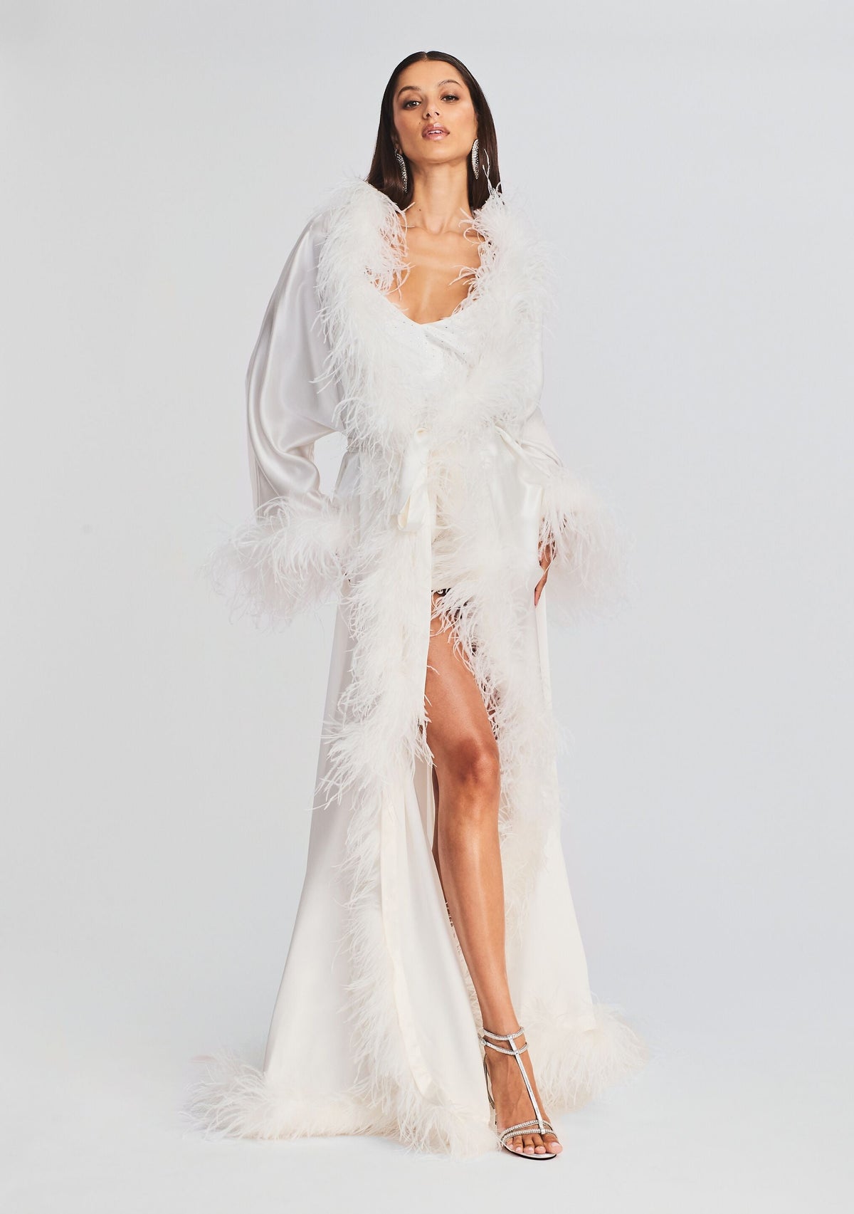 Juno Feather Robe by retrofête in White, product image 1