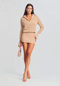 Katana Sweater Dress by SEROYA in Tan, product image 1