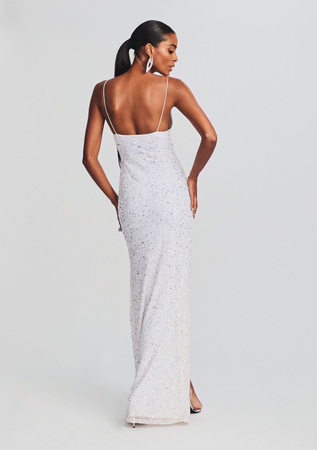 Blair Sequin Dress by retrofête in Silver/White, product image 4