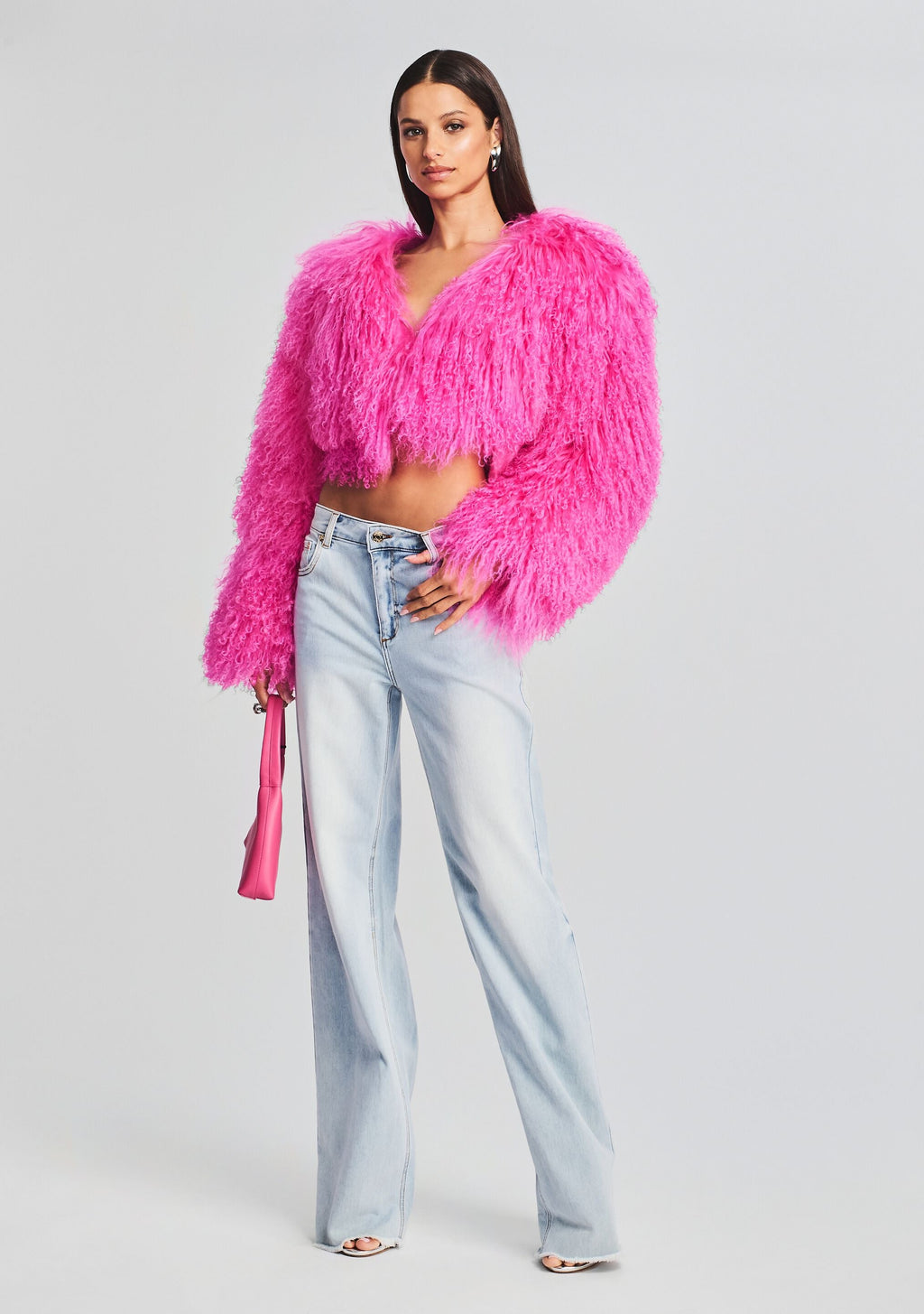 Luxe Fur Jacket by retrofête in Knockout Pink, product image 5