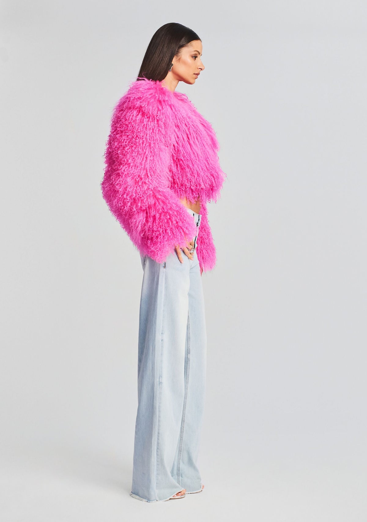 Luxe Fur Jacket by retrofête in Knockout Pink, product image 3