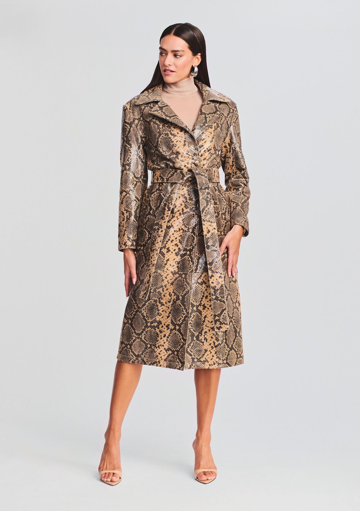Steffan Leather Coat by retrofête in Tannin Snake, product image 2