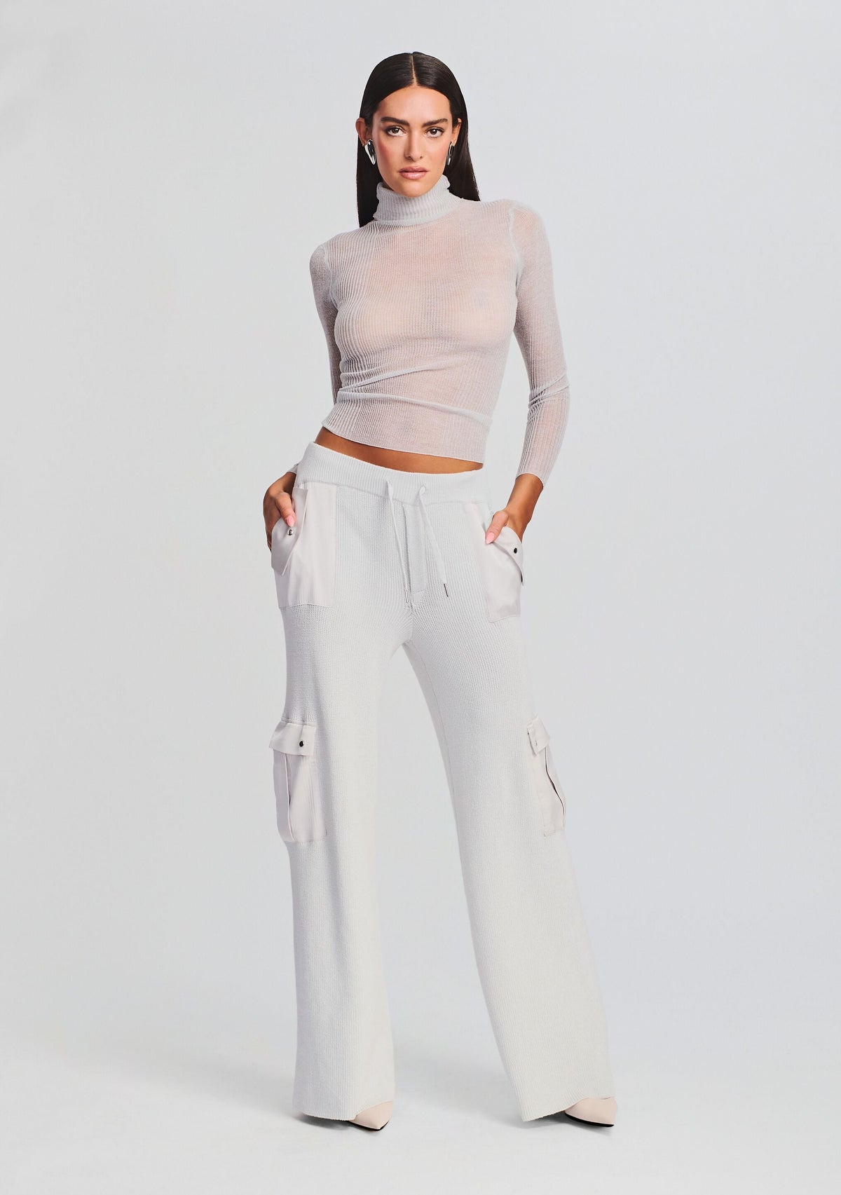 Poe Knit Cargo Pant by SEROYA in Silver, product image 5