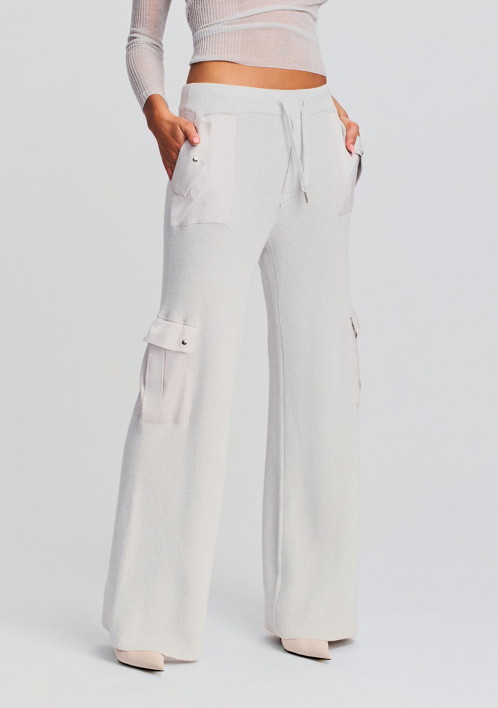 Poe Knit Cargo Pant by SEROYA in Silver, product image 1