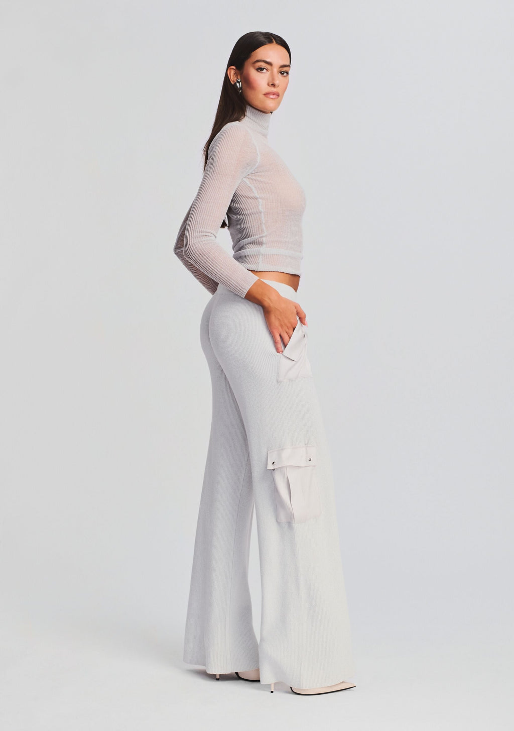 Poe Knit Cargo Pant by SEROYA in Silver, product image 3