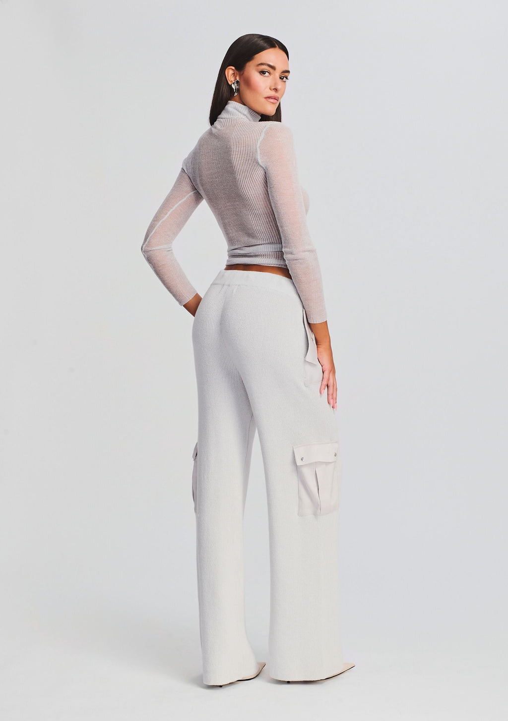 Poe Knit Cargo Pant by SEROYA in Silver, product image 4