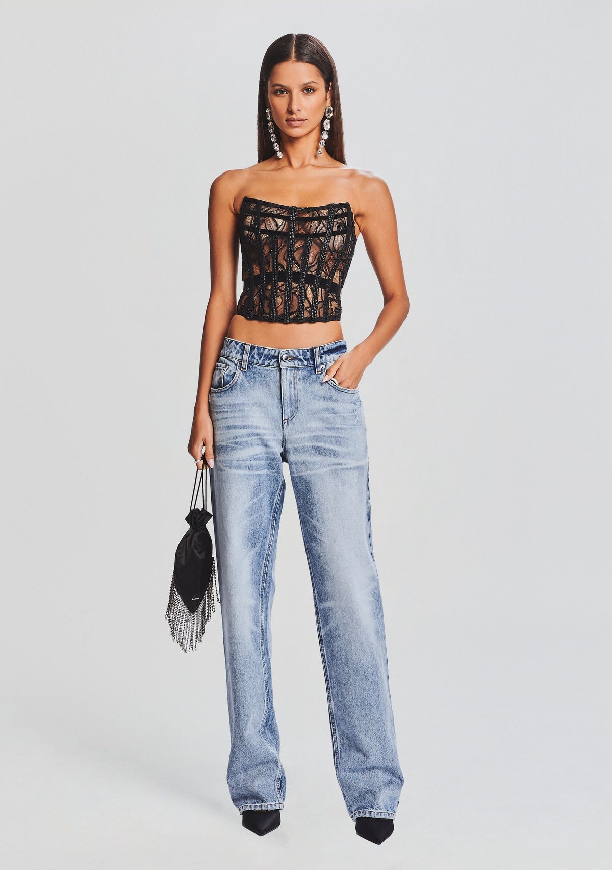 Bayley Embellished Lace Top by retrofête in Black, product image 2