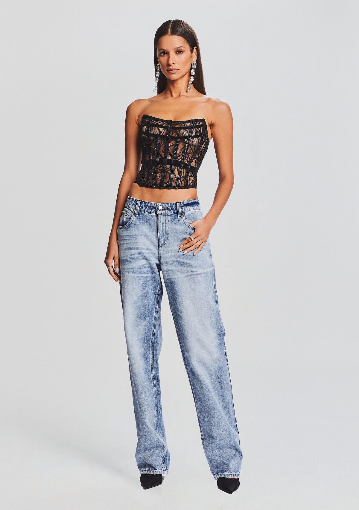 Bayley Embellished Lace Top by retrofête in Black, product image 5