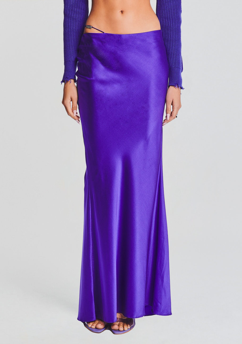 Silvana Silk Maxi Skirt by SEROYA in Violet Indigo, product image 1