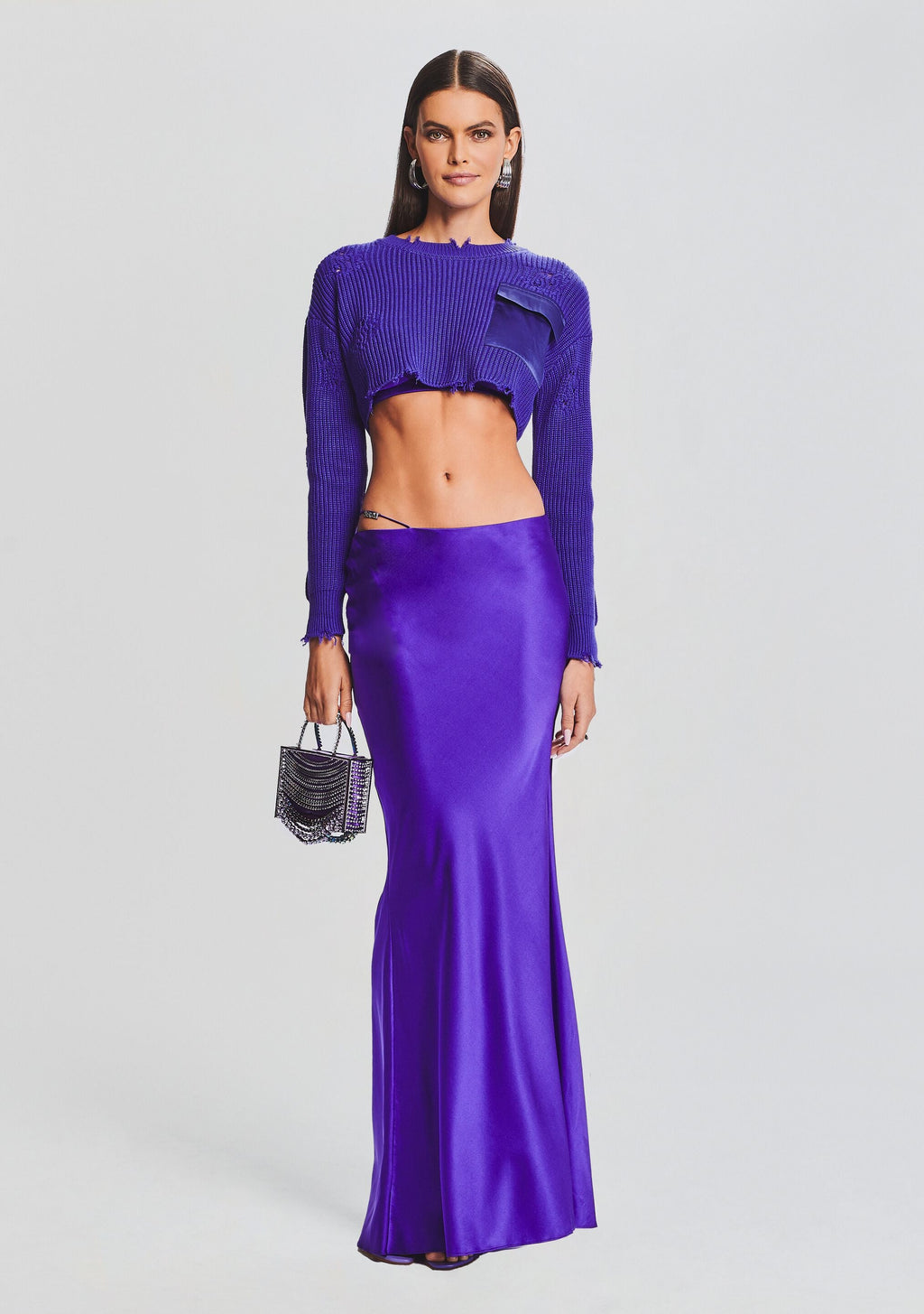 Silvana Silk Maxi Skirt by SEROYA in Violet Indigo, product image 2