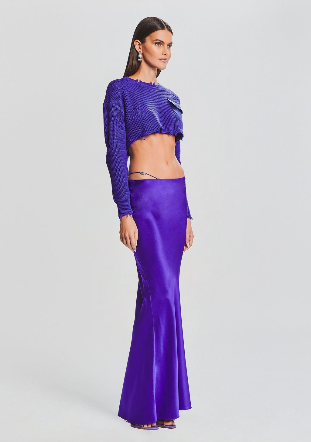 Silvana Silk Maxi Skirt by SEROYA in Violet Indigo, product image 3