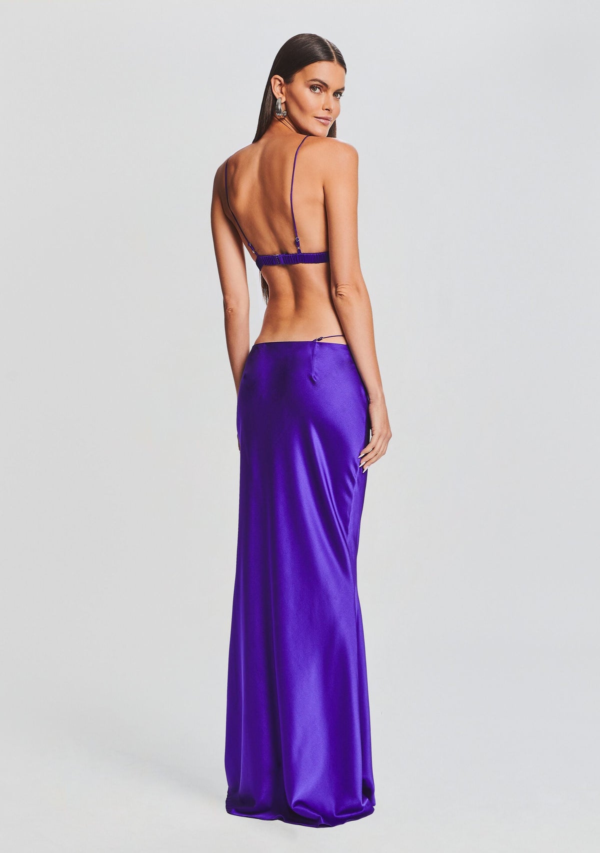 Silvana Silk Maxi Skirt by SEROYA in Violet Indigo, product image 4