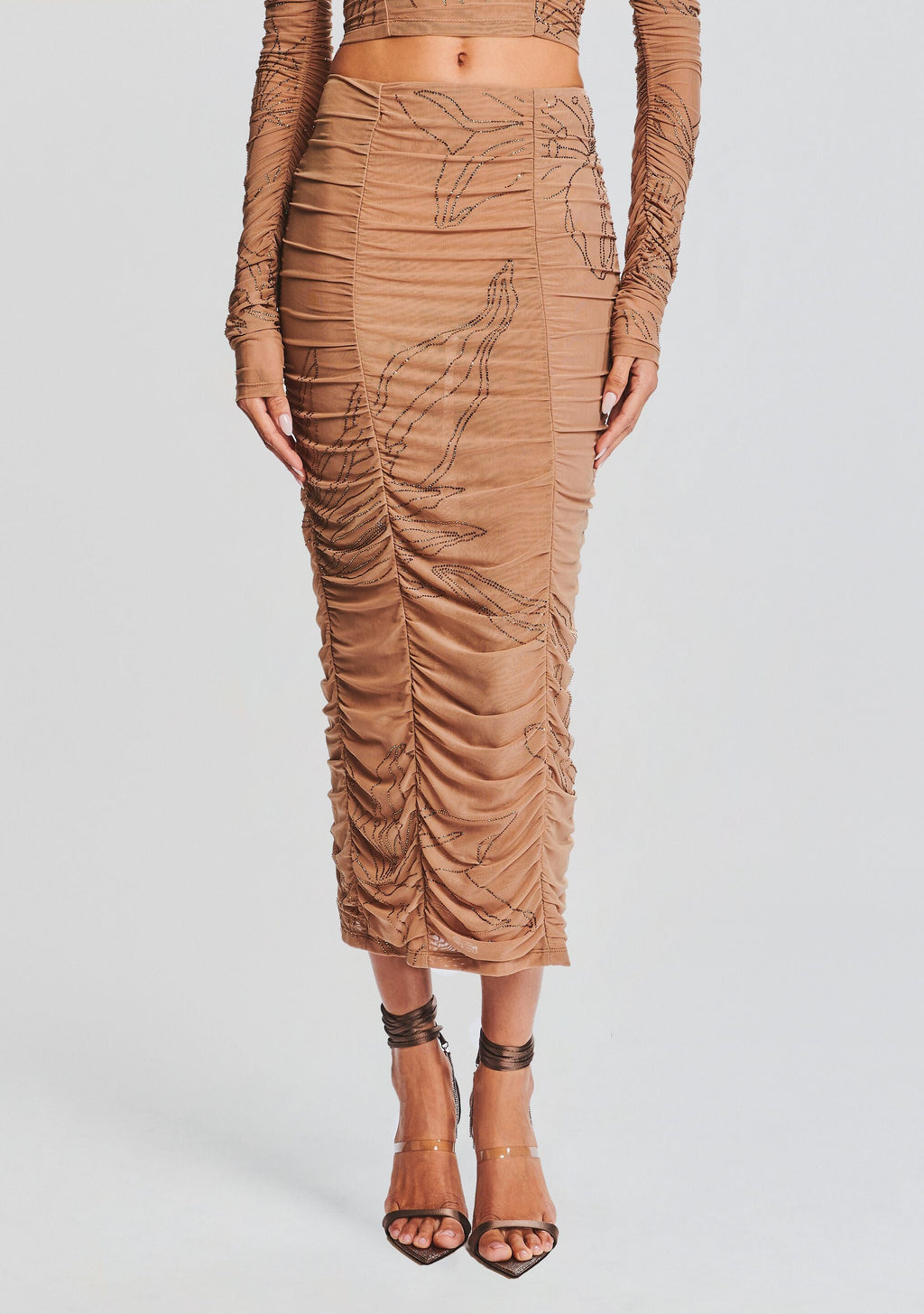 Dream Midi Skirt by Rococo Sand in Nude, product image 1