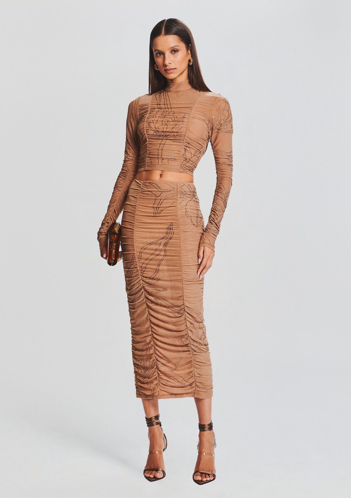 Dream Midi Skirt by Rococo Sand in Nude, product image 5