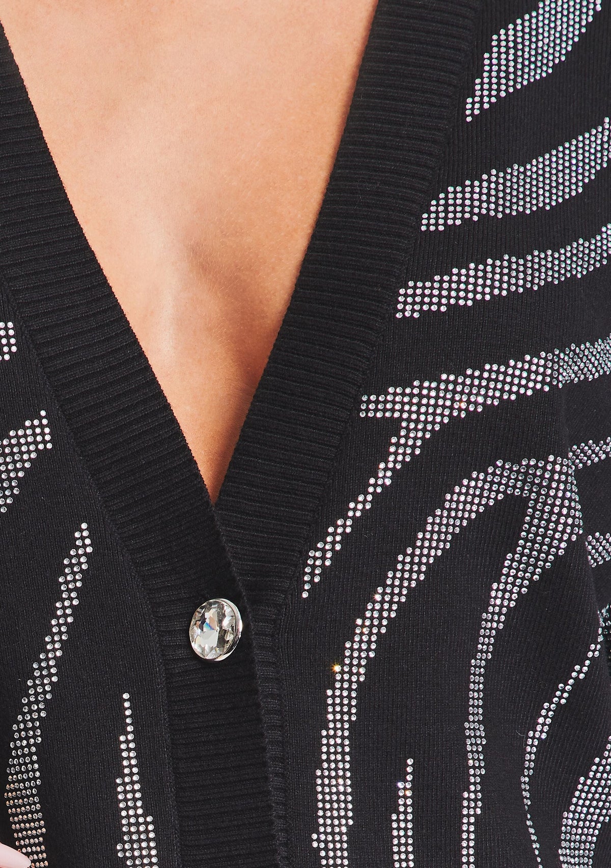 Natalya Knit Cardigan by retrofête in Black/Silver Zebra, product image 2