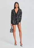 Natalya Knit Cardigan by retrofête in Black/Silver Zebra, product image 1