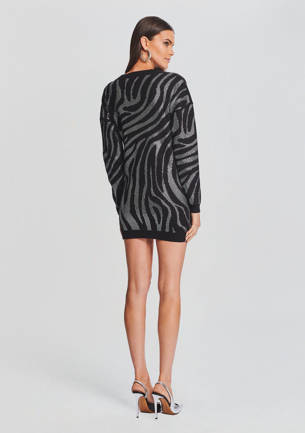 Natalya Knit Cardigan by retrofête in Black/Silver Zebra, product image 4