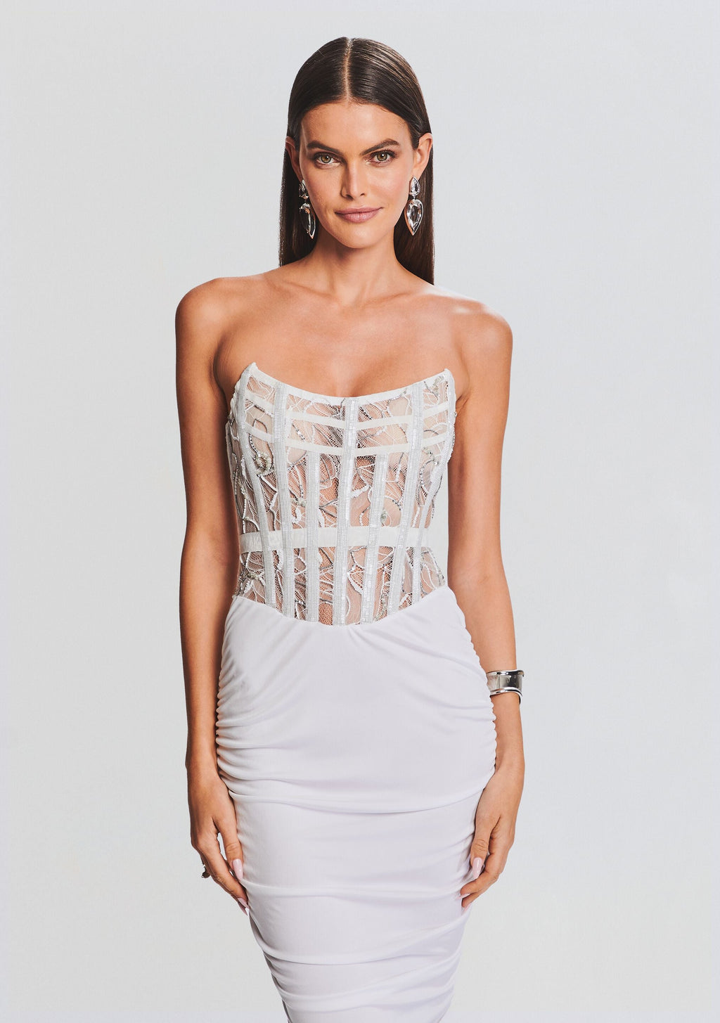 Fae Embellished Dress by retrofête in White, product image 5