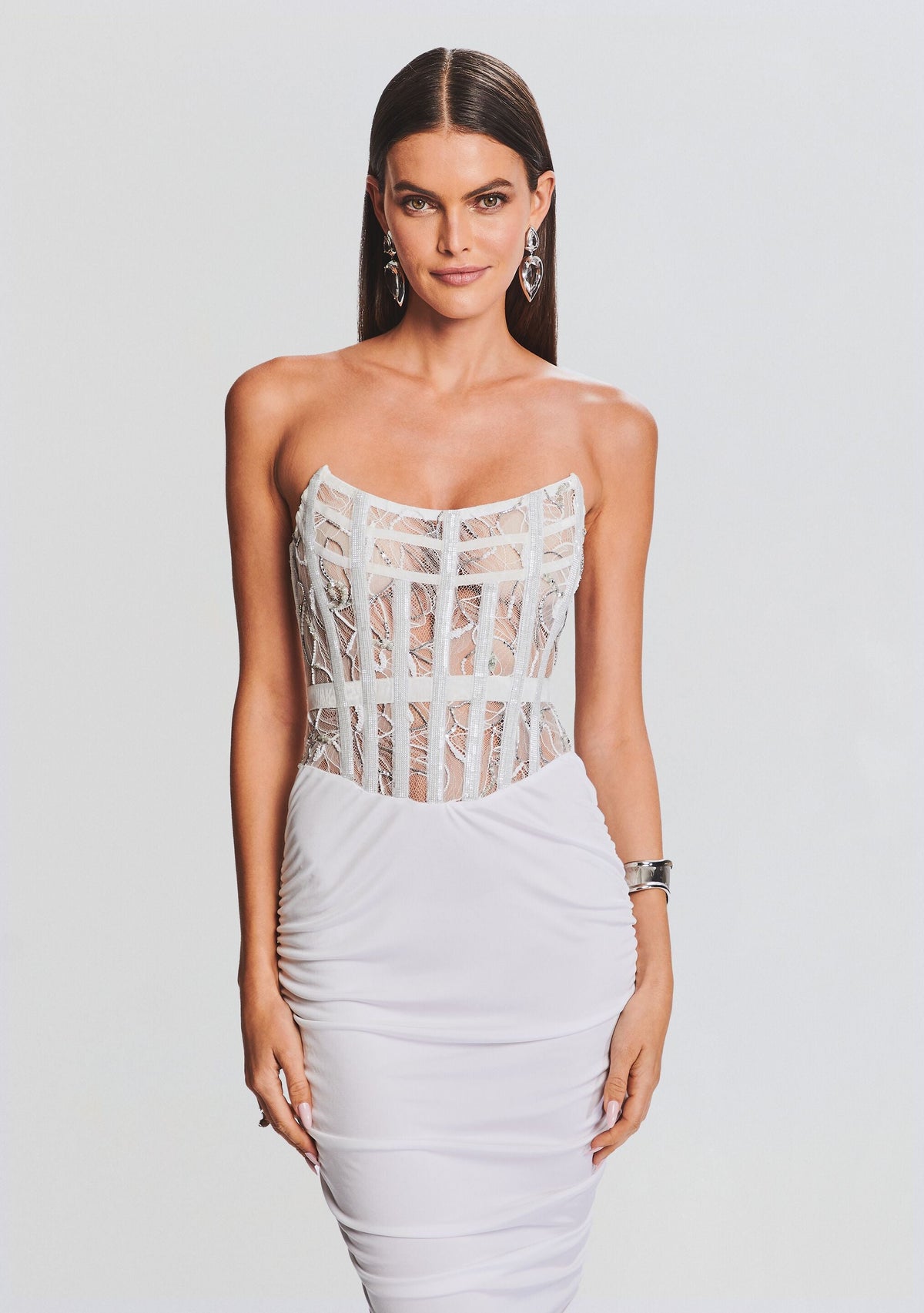 Fae Embellished Dress by retrofête in White, product image 5