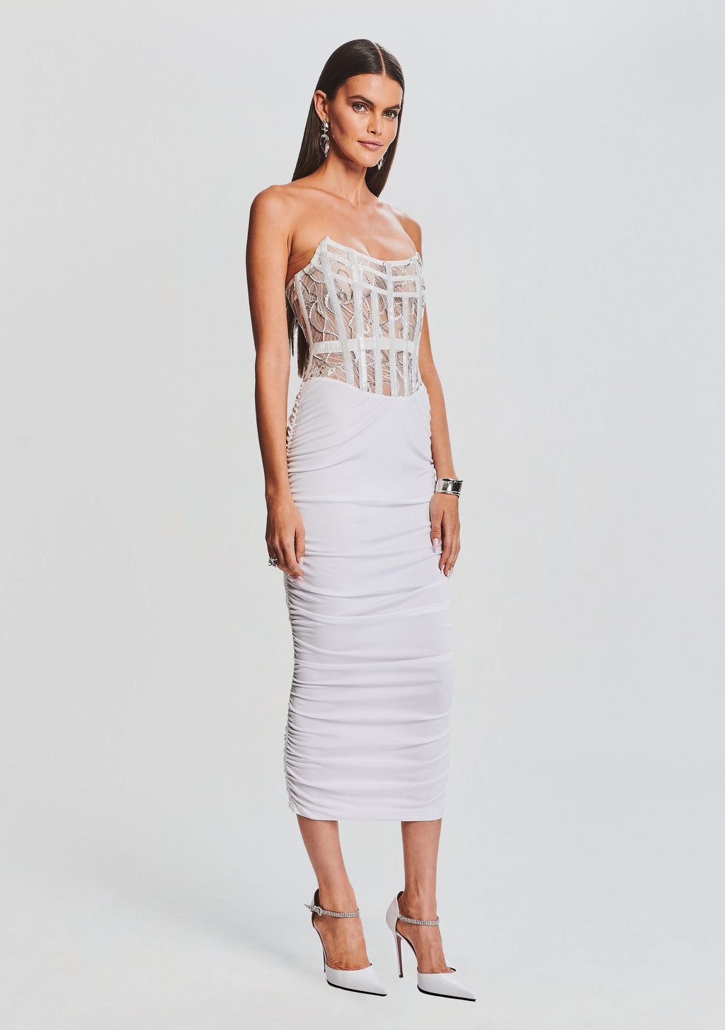 Fae Embellished Dress by retrofête in White, product image 3