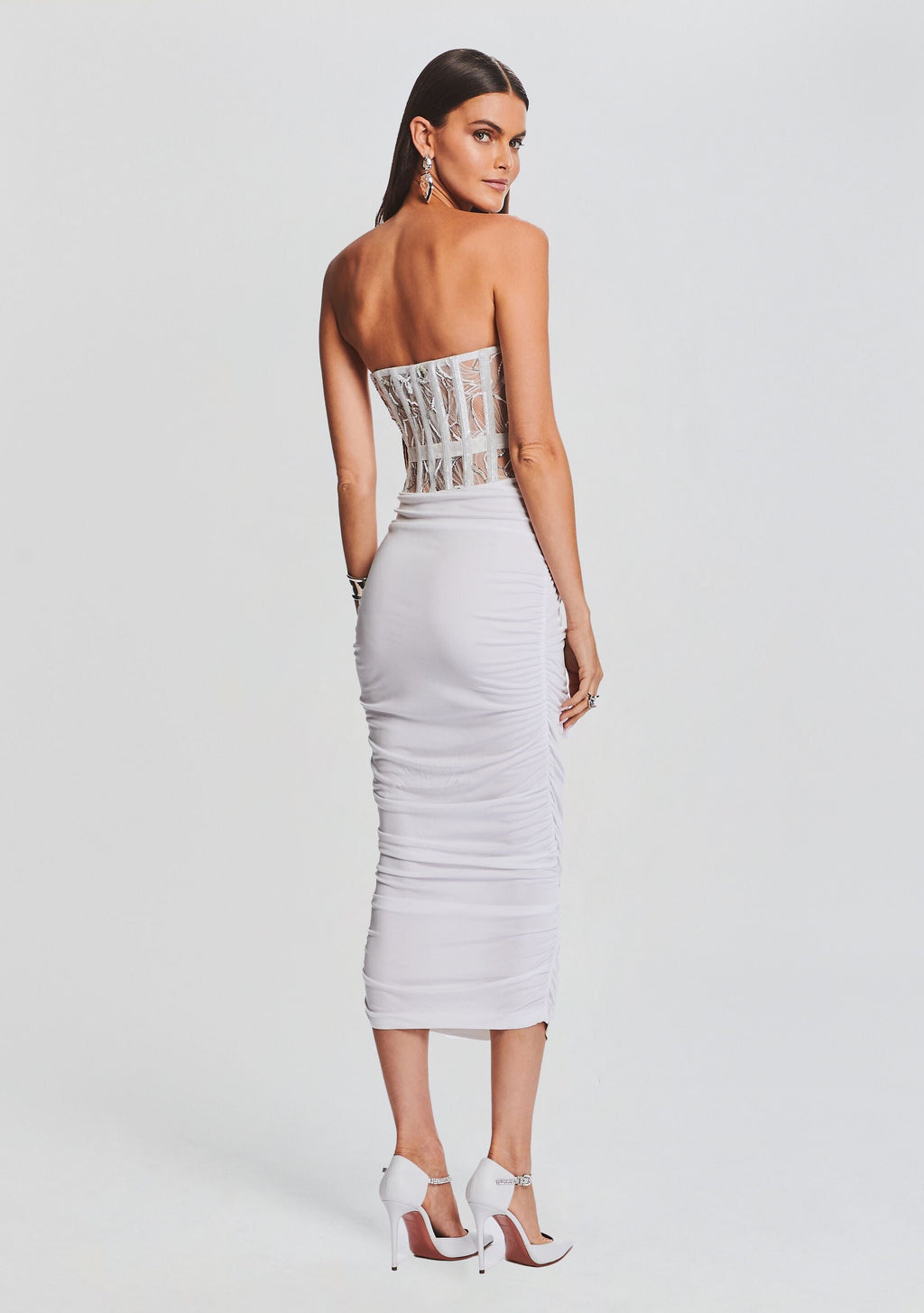 Fae Embellished Dress by retrofête in White, product image 4