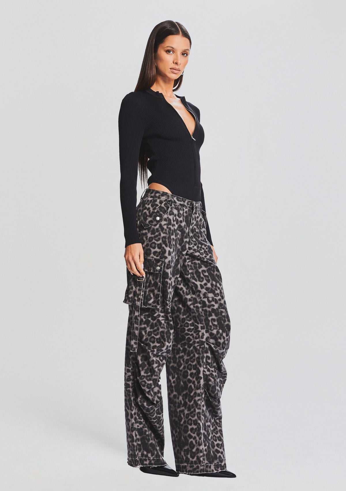 Geo Rib Knit Bodysuit by SEROYA in Black, product image 3