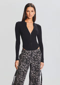 Geo Rib Knit Bodysuit by SEROYA in Black, product image 1