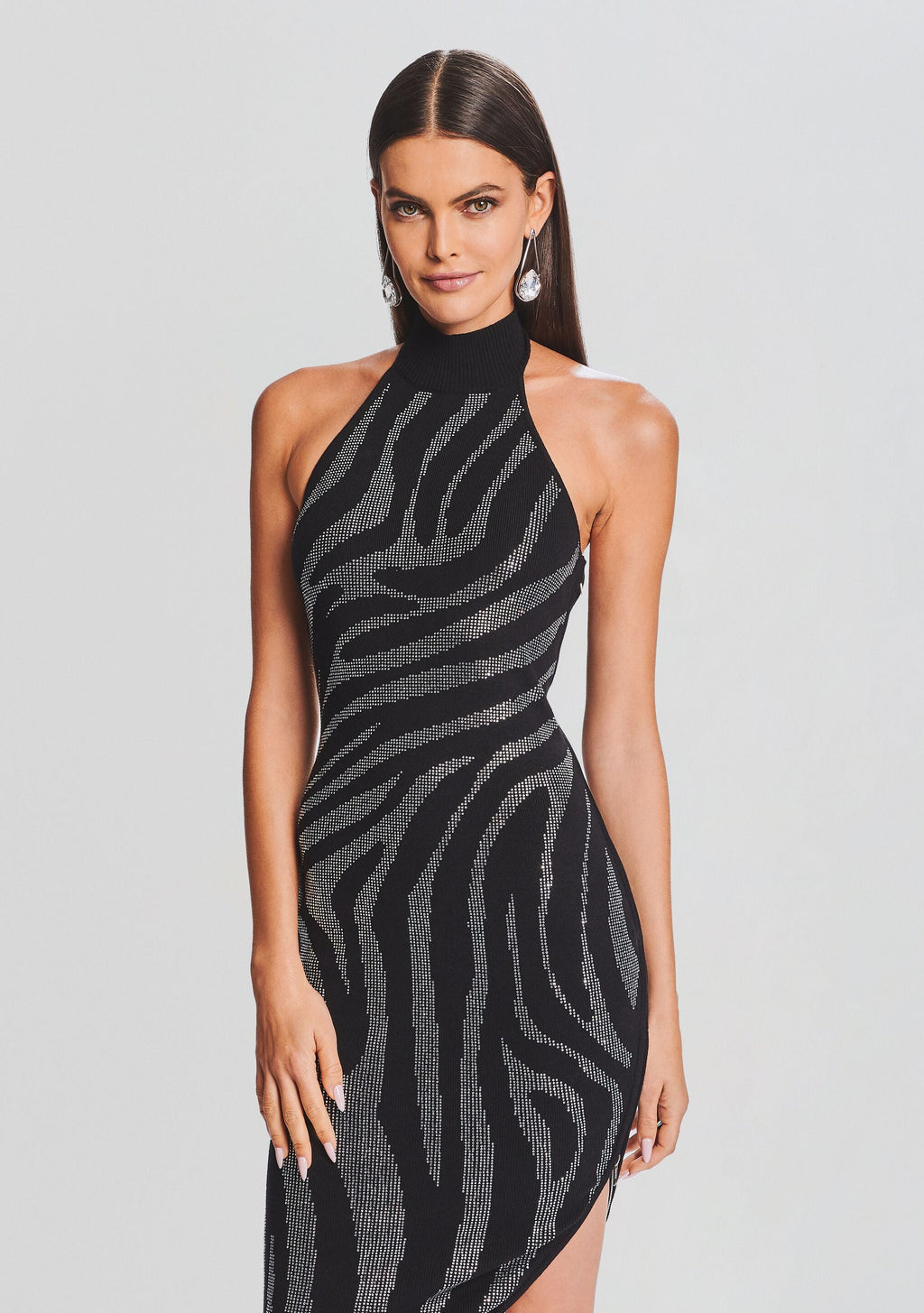 Kaisley Knit Dress by retrofête in Black/Silver Zebra, product image 5