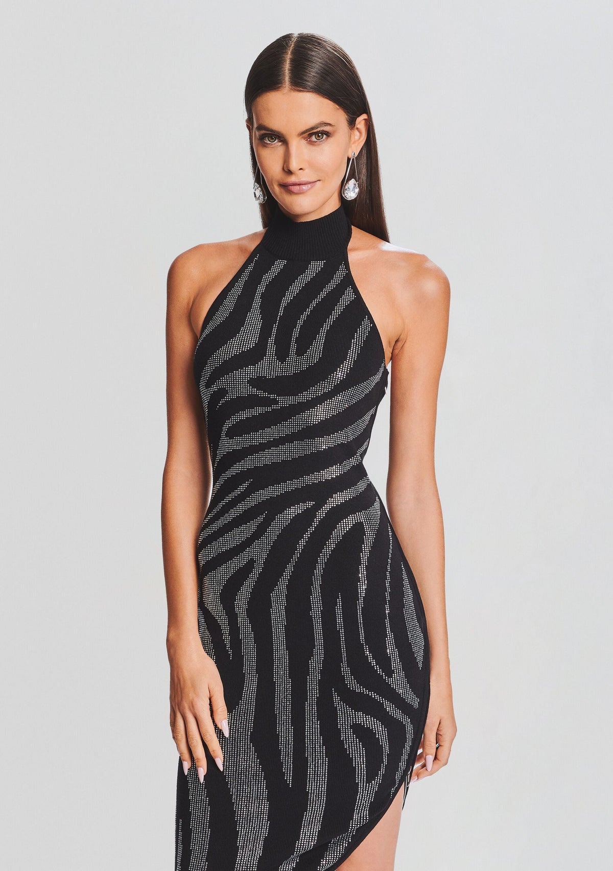 Kaisley Knit Dress by retrofête in Black/Silver Zebra, product image 5