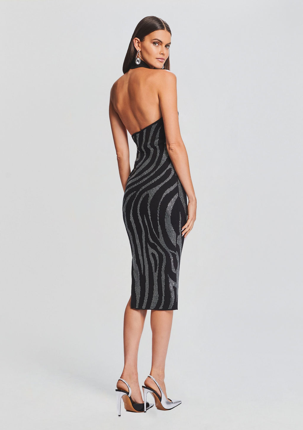 Kaisley Knit Dress by retrofête in Black/Silver Zebra, product image 4