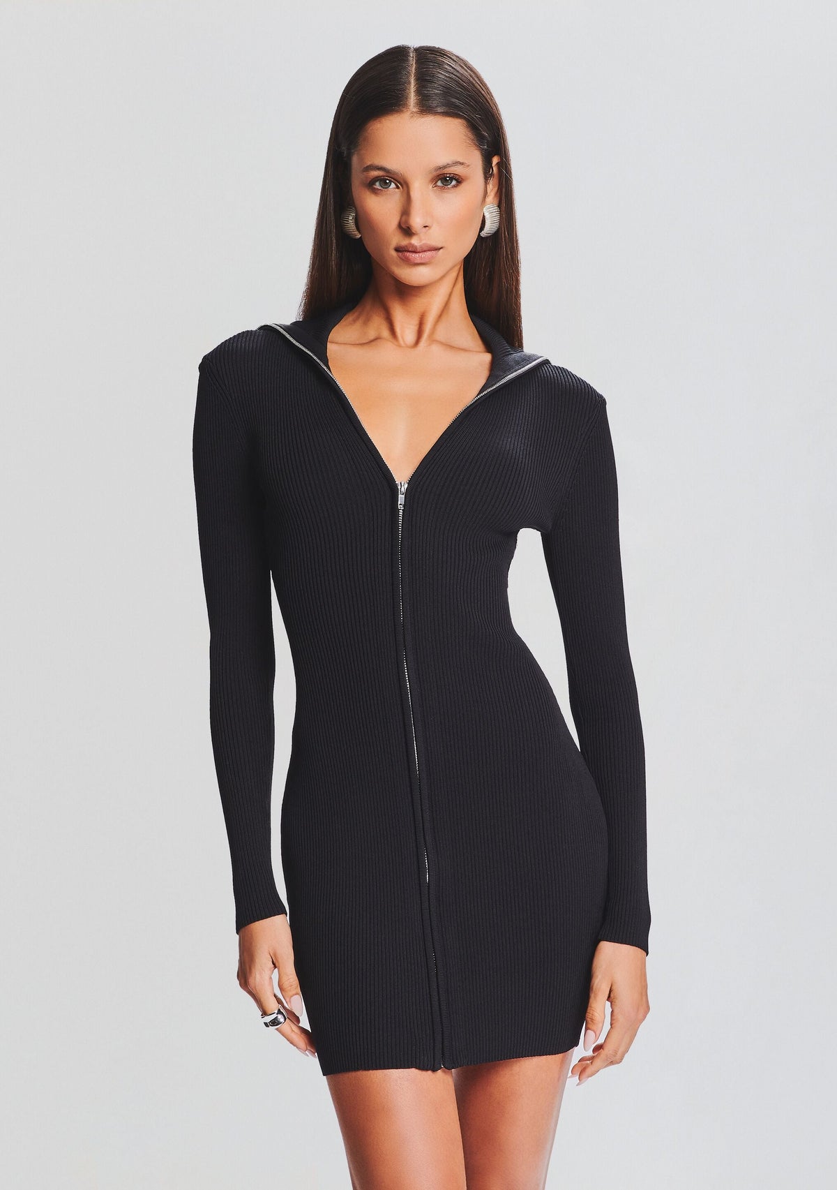 Larkin Rib Knit Dress by SEROYA in Black, product image 2