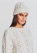 Evia Embellished Knit Hat by retrofête in Ivory, product image 1