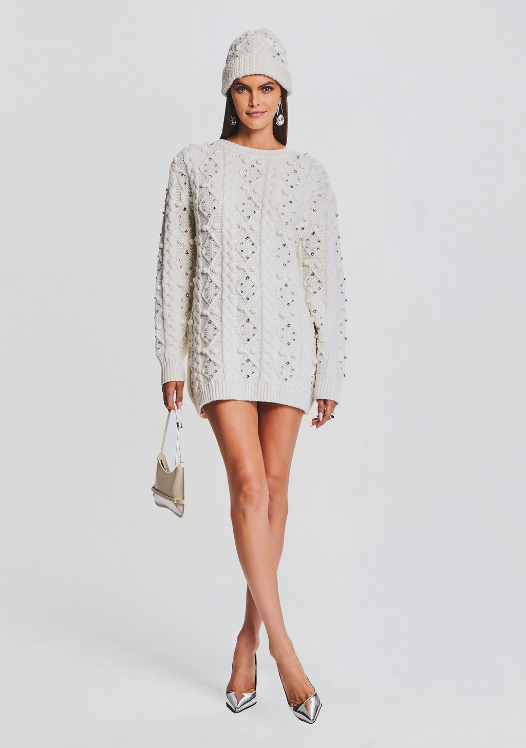 Maple Embellished Sweater Dress by retrofête in Ivory, product image 1