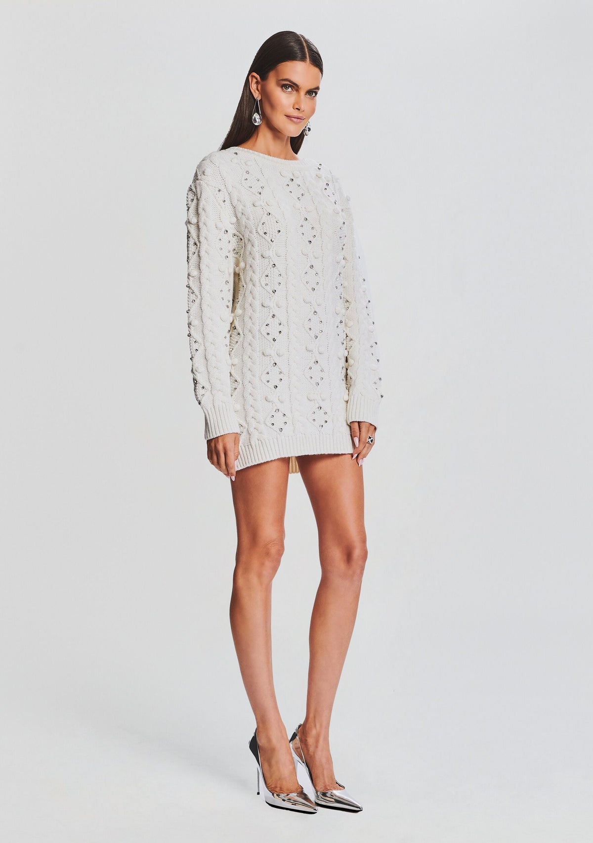 Maple Embellished Sweater Dress by retrofête in Ivory, product image 3
