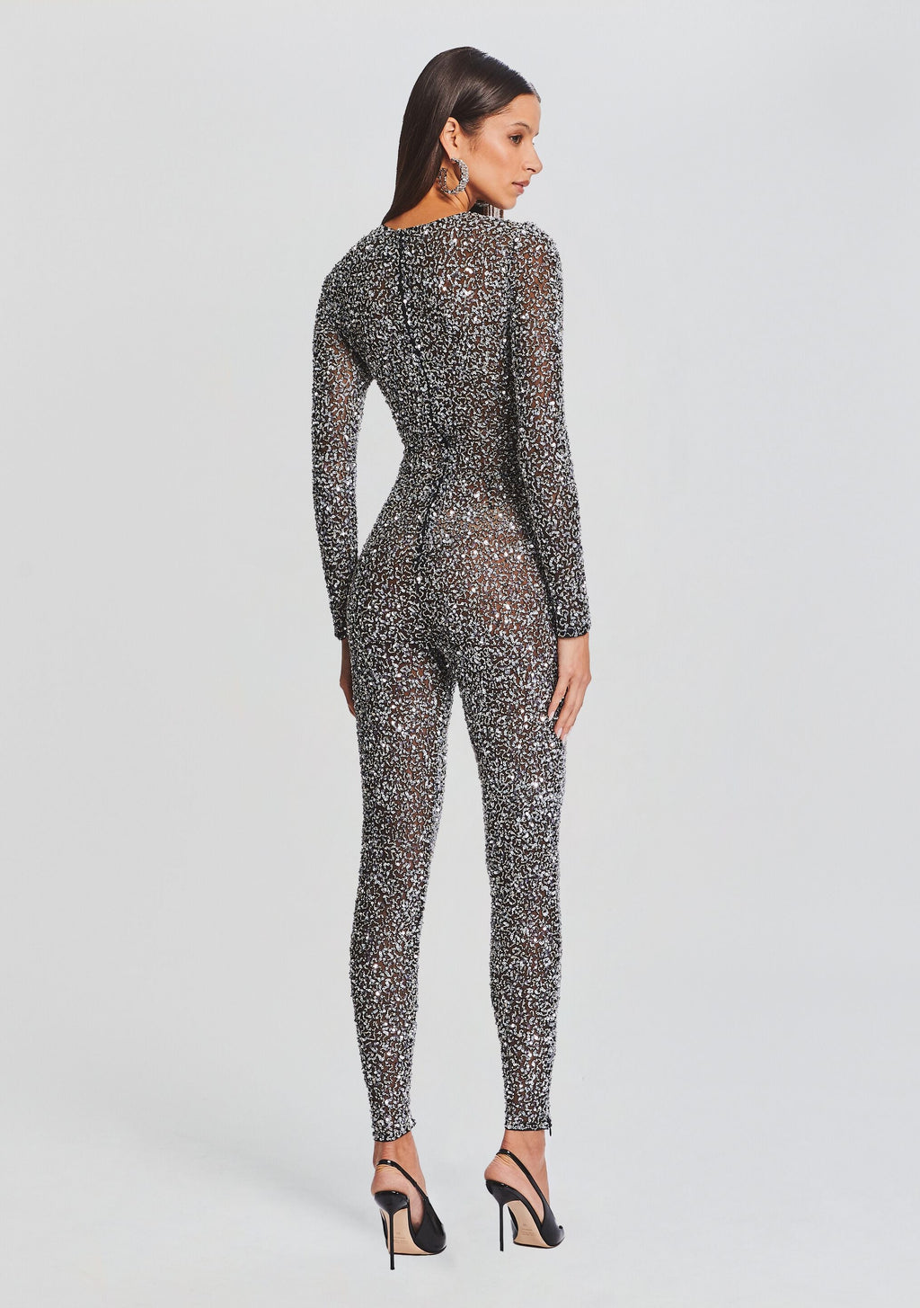 Marcel Sequin Jumpsuit by retrofête in Black/Silver, product image 4