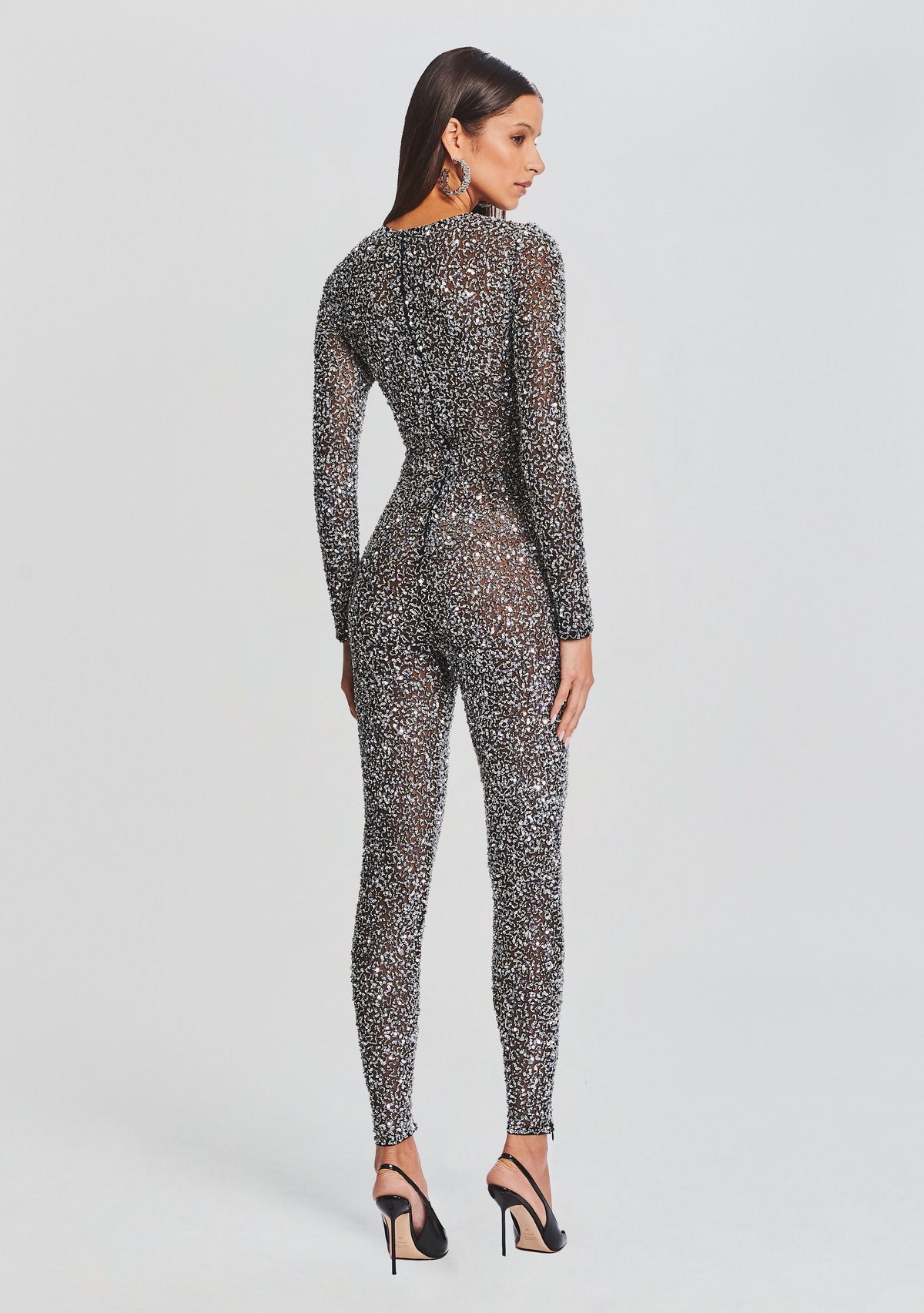 Marcel Sequin Jumpsuit by retrofête in Black/Silver, product image 4