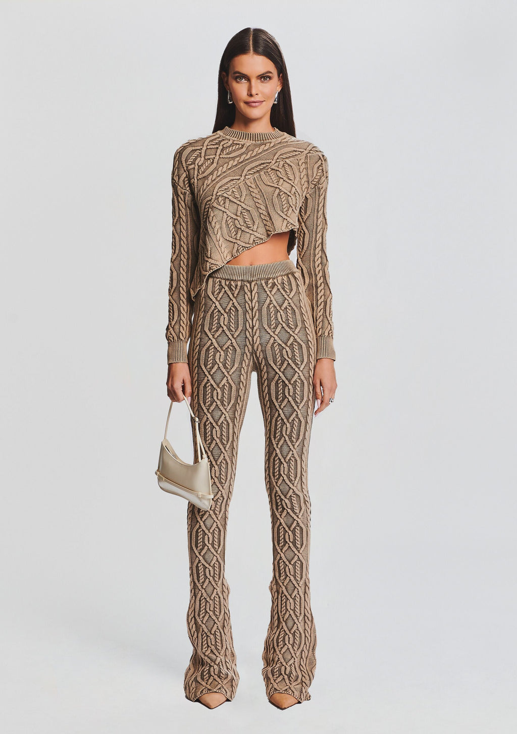 Orchis Cable Knit Sweater by SEROYA in Washed Tan, product image 5