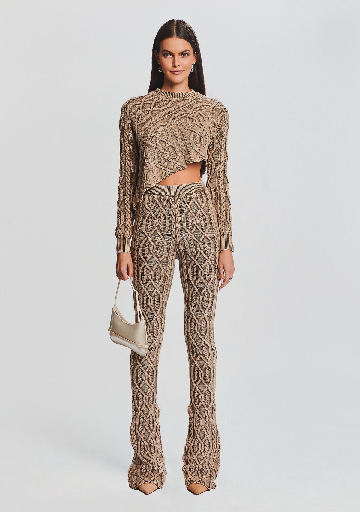Orchis Cable Knit Sweater by SEROYA in Washed Tan, product image 5
